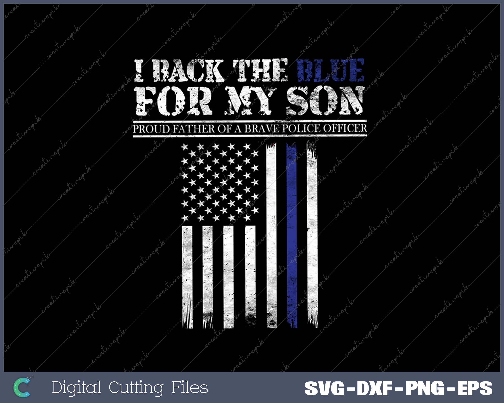 Police Dad Thin Blue Line Outfit Back The Blue SVG PNG Cutting Printable Files